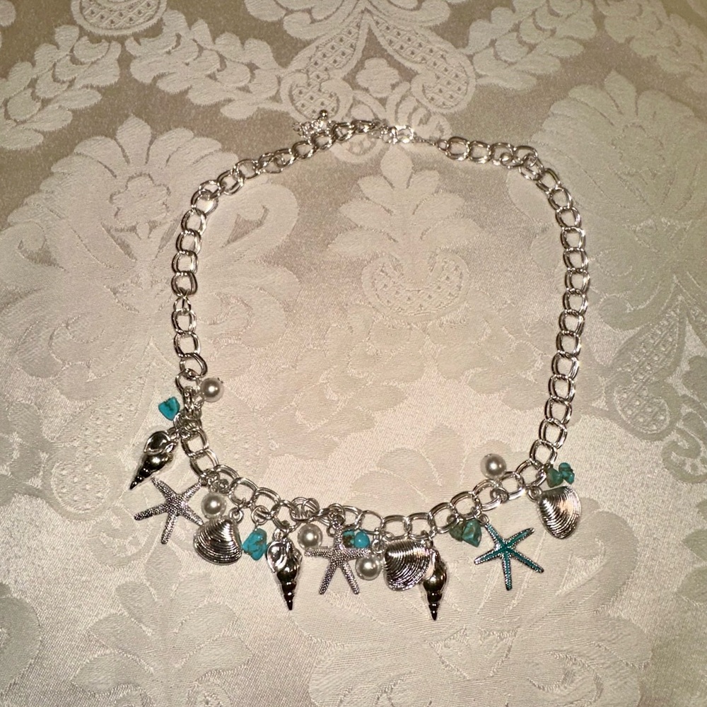 Seashell Charm Necklace Silver